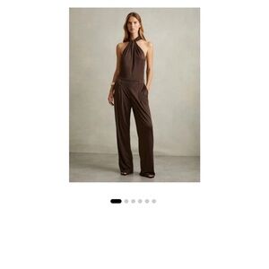 Reiss Brown Halter Jumpsuit with Wide-Leg Design